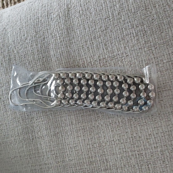 Coastal beige and white striped shower curtain with fringe - Picture 4 of 7